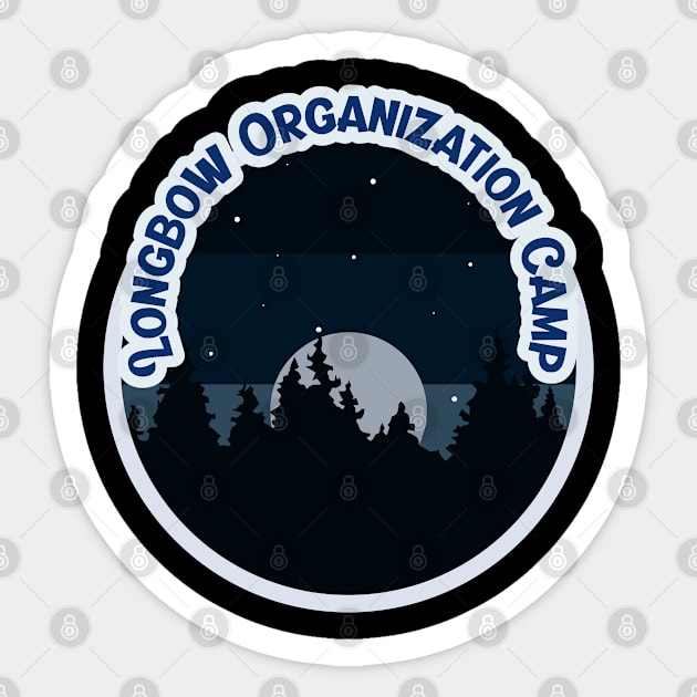 Longbow Organization Camp Campground Campground Camping Hiking and Backpacking through National Parks, Lakes, Campfires and Outdoors of California Sticker by AbsurdStore